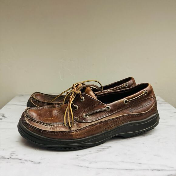 Columbia Baratti Bay Brown Leather Boat Shoe Men’s Size 9.5 - Picture 1 of 9